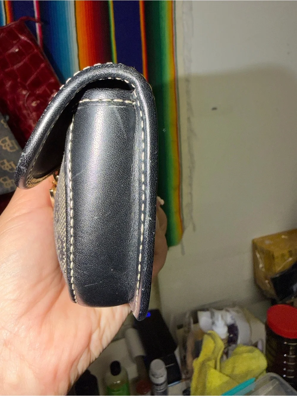 Dooney & Bourke Black Logo Wristlet Clutch with Gold Hardware